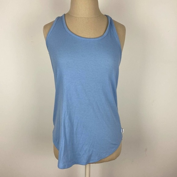 PINK Blue Ribbed Racerback Tank - Picture 1 of 3